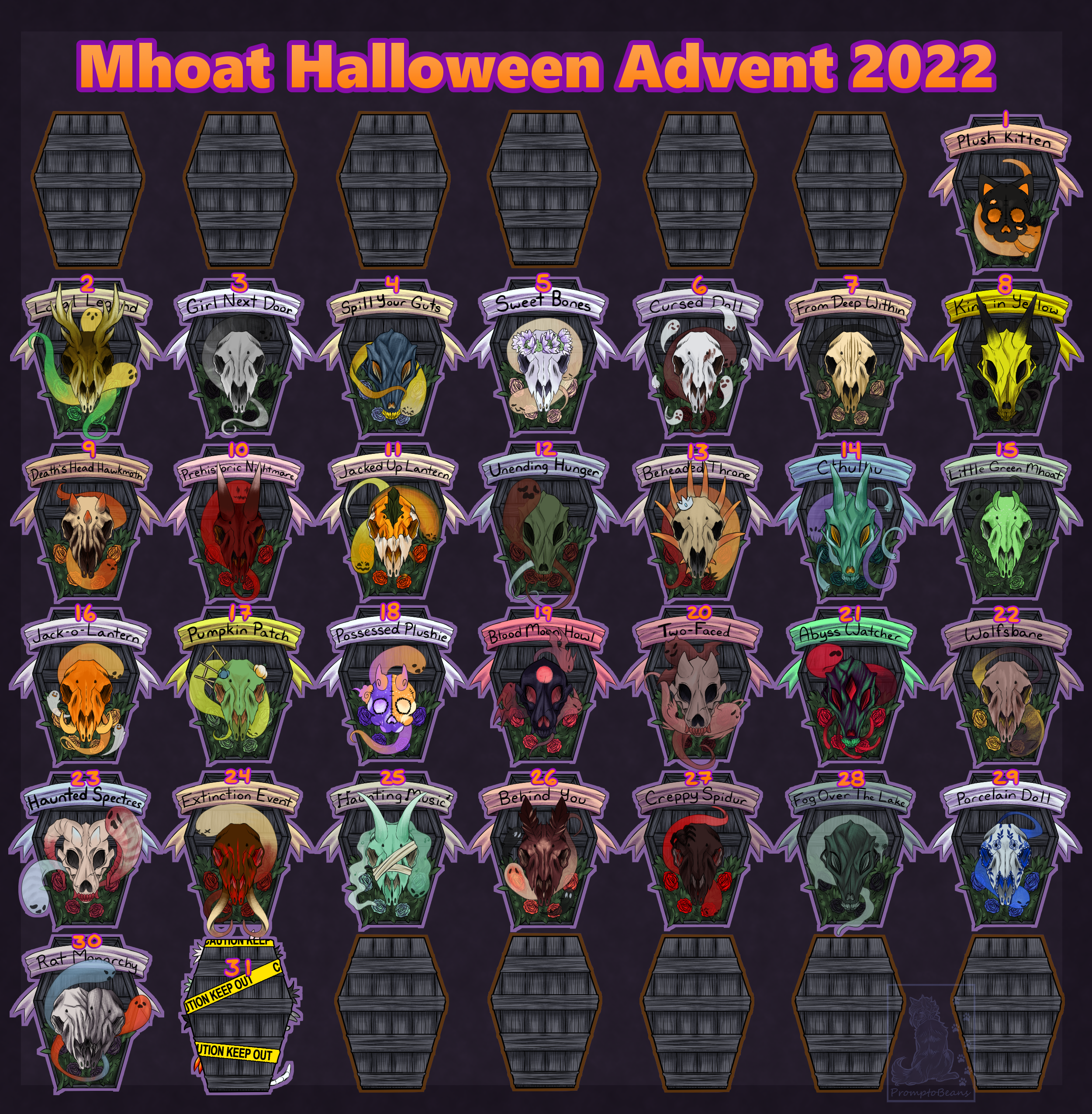 Mhoat Halloween Advent Schedule